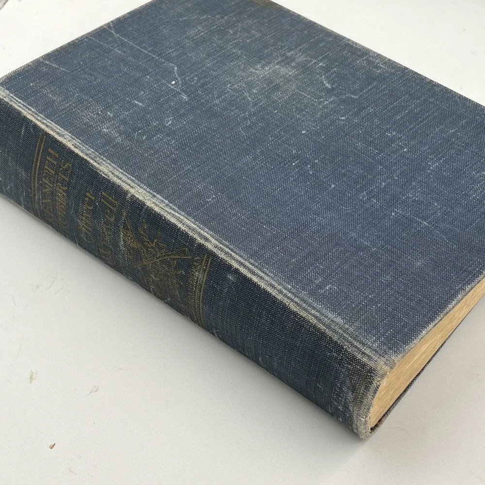 Vintage 3 Blue Brown Books Lot Staging Decor Retro Prop Shelf Mantle Centerpiece - Picture 6 of 8
